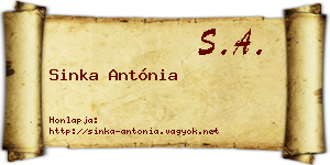 Sinka Antónia névjegykártya